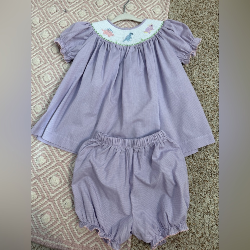 Lavender Baby Dress and Bloomers Set